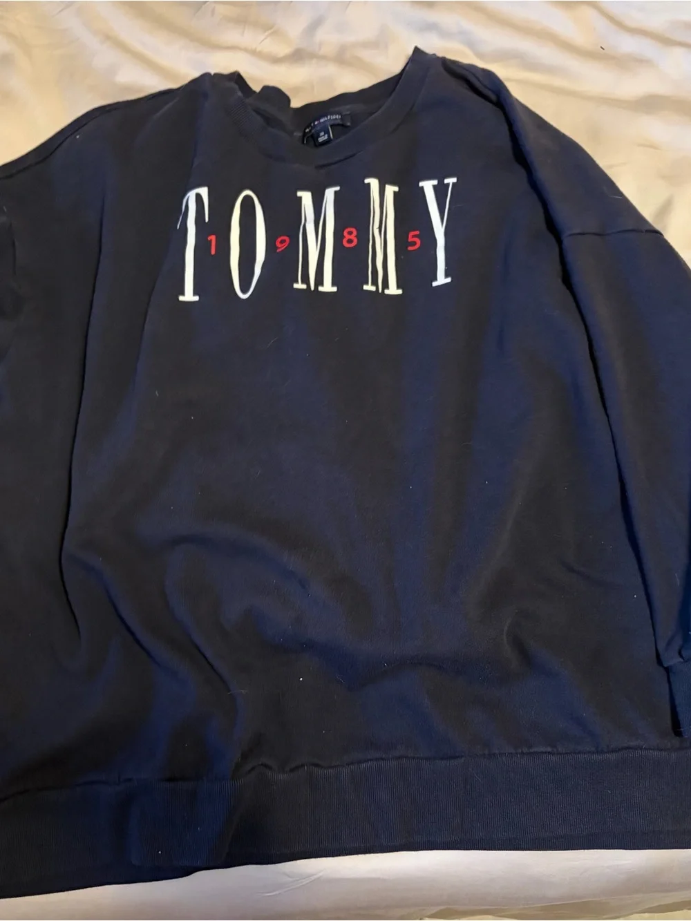 Tommy Hilfiger Navy Crewneck Sweatshirt with White Logo - Picture 2 of 5